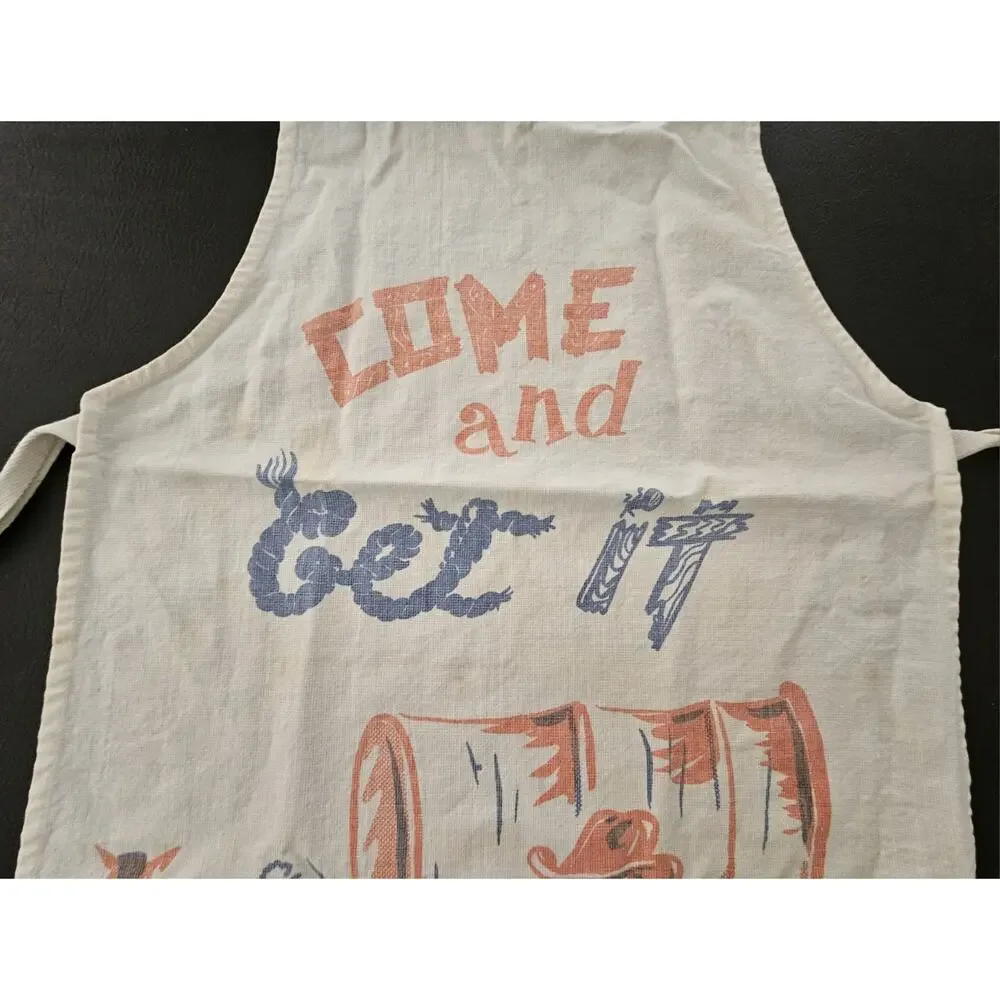 Vintage Graphics cotton screen printed 50's/60's Grilling/BBQ/Cooking Apron